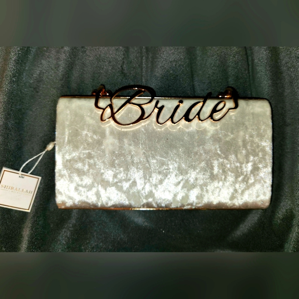 "Bride" ivory velvet clutch